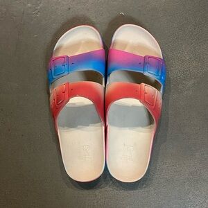 Cacatoes Flat Sandals (size 41/42) Blue/Purple/Red ombré